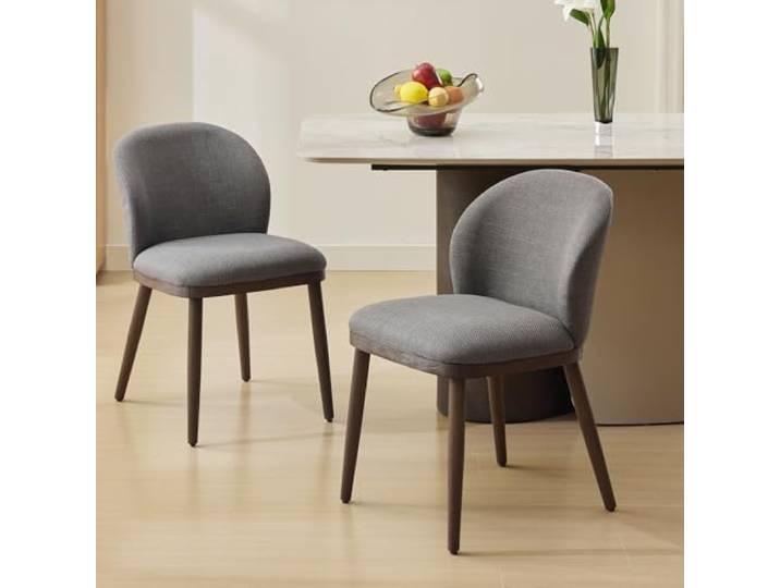 Zstar Modern gepolsterte Esszimmerstühle 2er Set – Ergonomische Rückenlehne – Stabile Holzbeine – Belastbar bis 120 kg, platzsparend – Für Küche, Esszimmer, Restaurant – Leinen Dunkelgrau