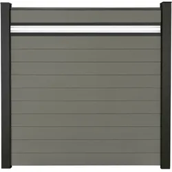 KAHRS Solid BPC-Zaunset, Grau, Glaseinsatz 15 cm, 1,9x180x180 cm, ohne Pfosten