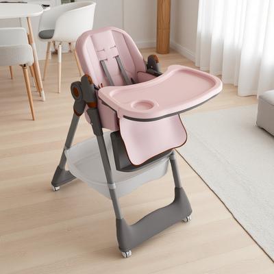 ZWYO HOSIMU Adjustable Baby High Chair 0-6Y PP PU Foldable Feeding Seat Safety Belt Silent Wheels Easy Clean Portable Dining Chair