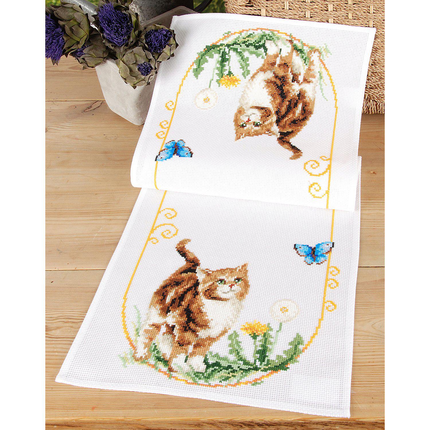 Stickläufer "Katze & Schmetterling"