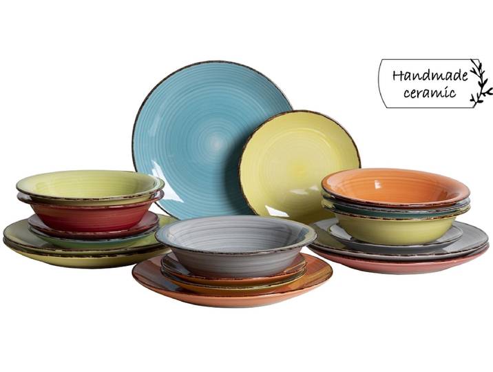 Geschirrset RAINBOW Sandstein 18-teilig 6 Personen