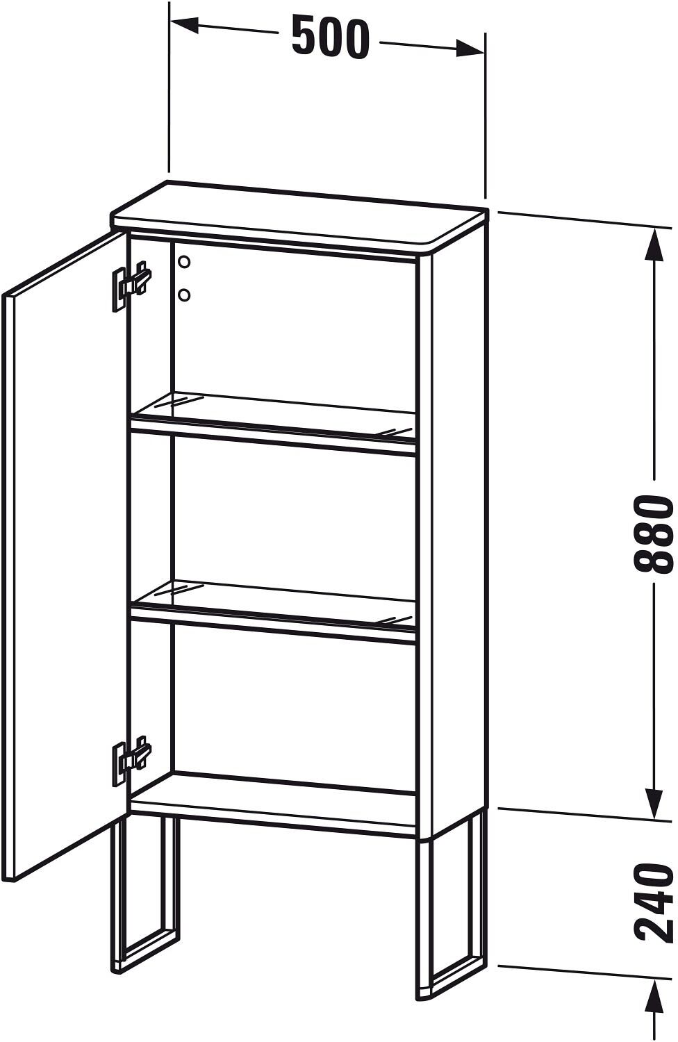 Duravit XSquare Halbhochschrank stehend, Türanschlag links