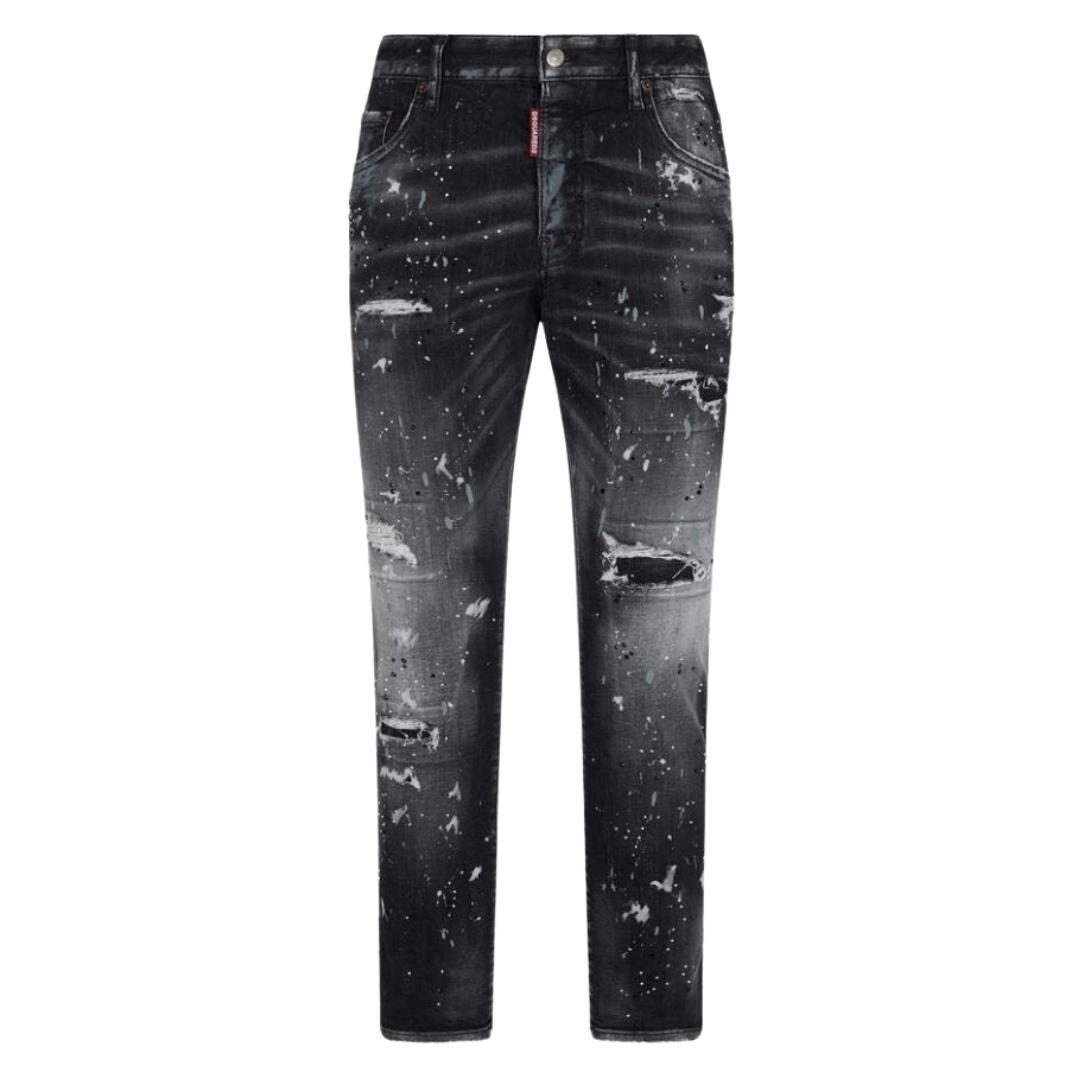 Dsquared2 Skater Jean Paint Splatter Jeans met zwarte wassing