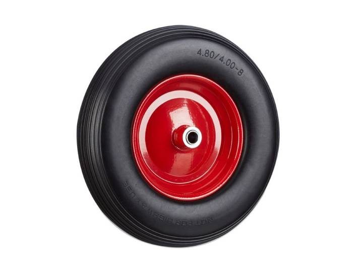 Relaxdays 4 x Schubkarrenrad Vollgummi schwarz-rot