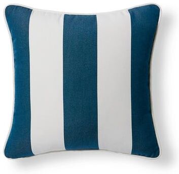 "Awning Stripe Piped Outdoor Pillow - 16"" Square, 16"" Square/Awning Stripe Neptune - Grandin Road"