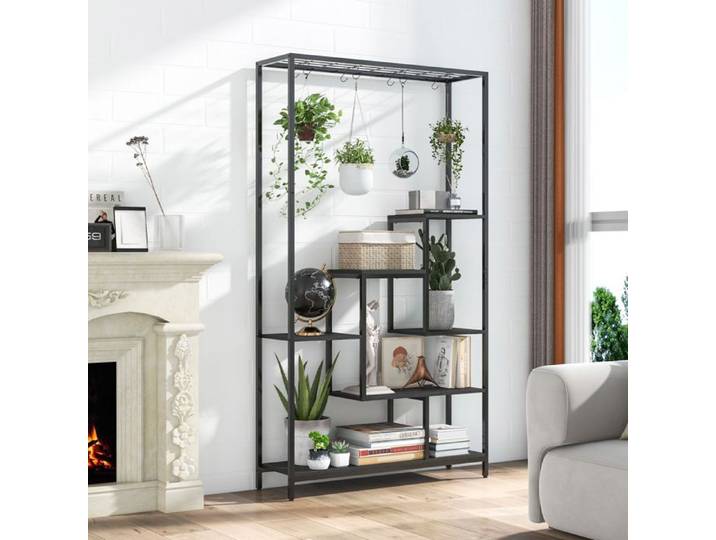 GOPLUS Meuble Support pour plantes d'intérieur à 6 niveaux présentoir pour pots de fleurs 10 crochets de suspension