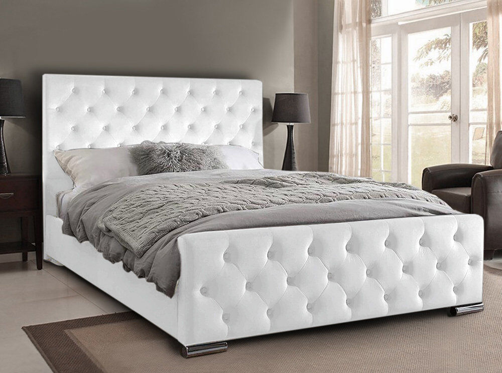 Mercer41 Carlos Upholstered Bed Frame White Single (3')