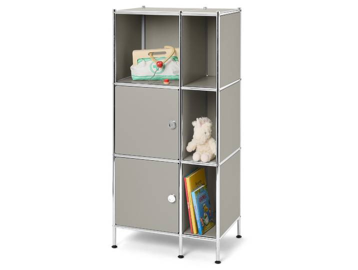 Tchibo - Regal Metall »Cn3 Kids« mit 2 Türen - 60x40x127cm - hellgrau -