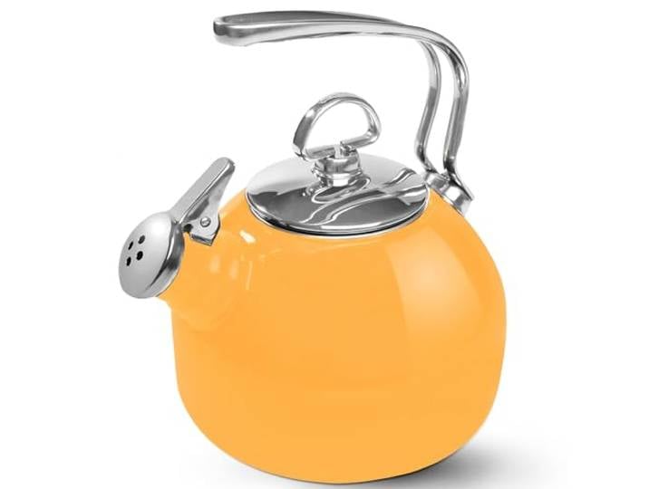 Chantal Klassischer Teekessel, 1,8 QT, Emaille auf Stahl, zweifarbige Mundharmonika-Pfeife, schnelles Kochen und gleichmäßiges Erhitzen (Ringelblume)