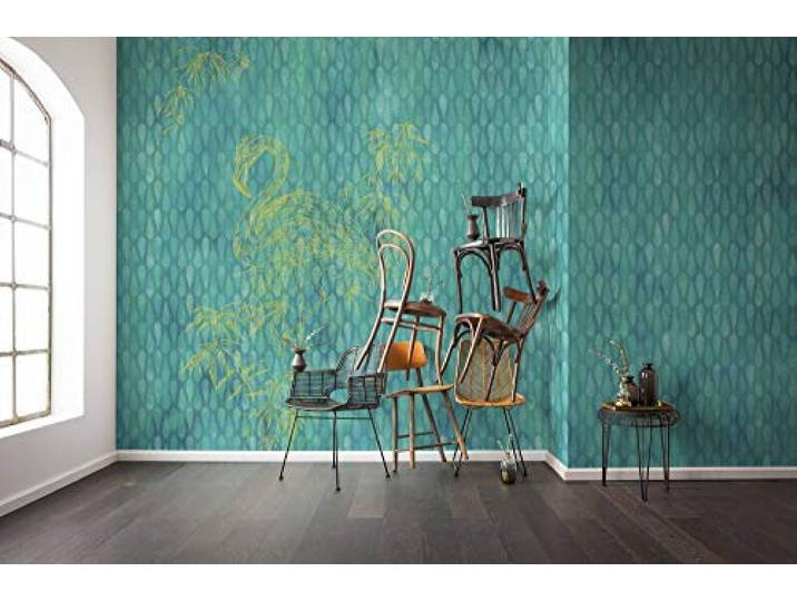 Komar Vlies Fototapete WILD FLAMINGO, 200 x 250 cm (Breite x Höhe), Tapete, Schlafzimmer, Wohnzimmer, Flur, Design, Dekoration, Wanddeko