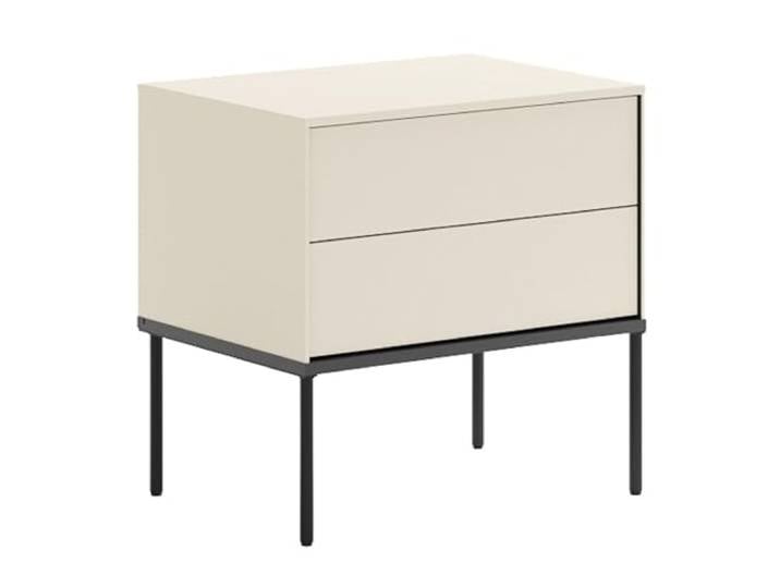 Selsey Nachttisch 56 cm mit Cremefarbener Matte Oberfläche Nachttisch mit Push-to-Open-System & Schwarze Metallbeine Stilvolles Nachtkästchen mit Geräumigen Schubladen