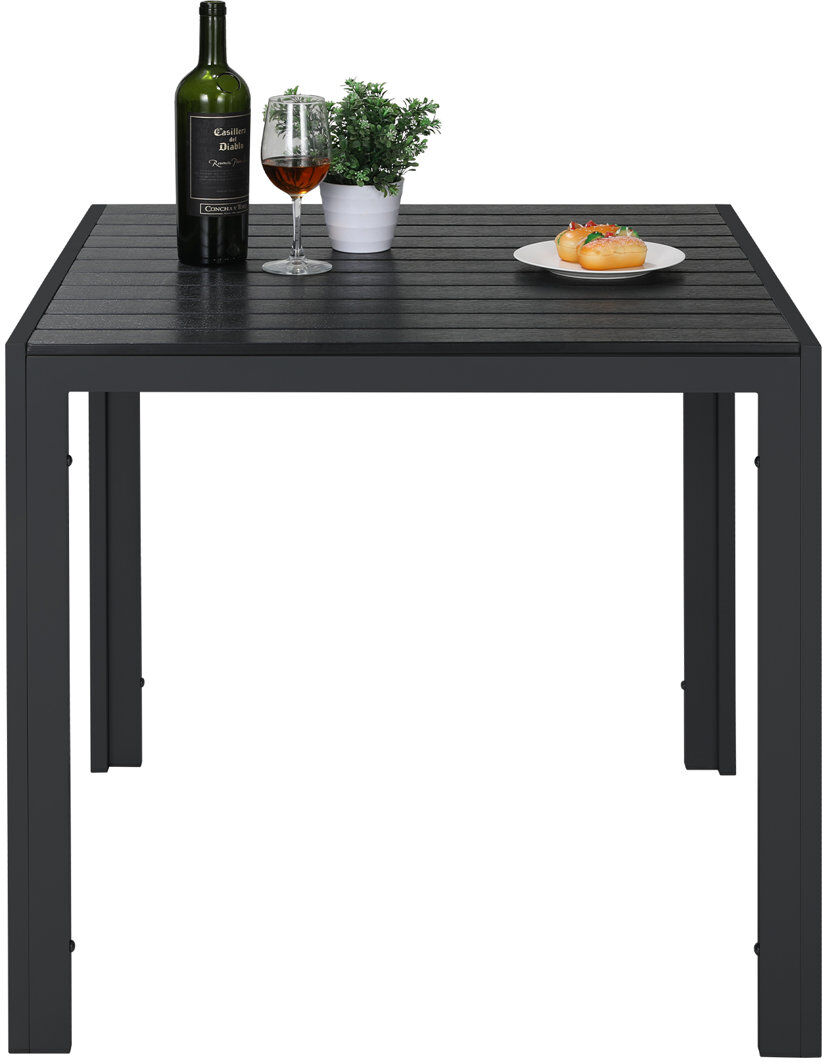 Latitude Run Albo Square Metal Outdoor Dining Table - 75 cm W 75 cm D Black