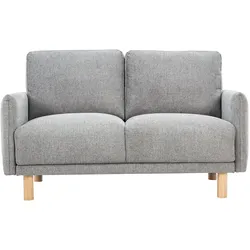 Designercouch 2-Sitzer in texturiertem grauem Samtstoff und hellem Holz BONO
