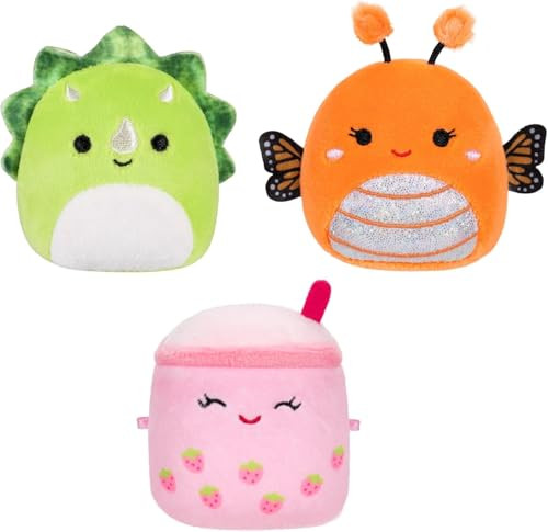 Squishmallows Micromallows SQMM0192 Set van 3 superzachte mini-pluche figuren (Mony, Tristan, Victoria) 6,5 cm