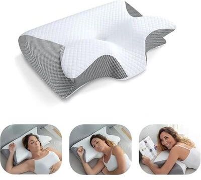 Uplifted Finds Memory Foam Cervical Pillow Ergonomic Orthopedic Neck Support light Gray