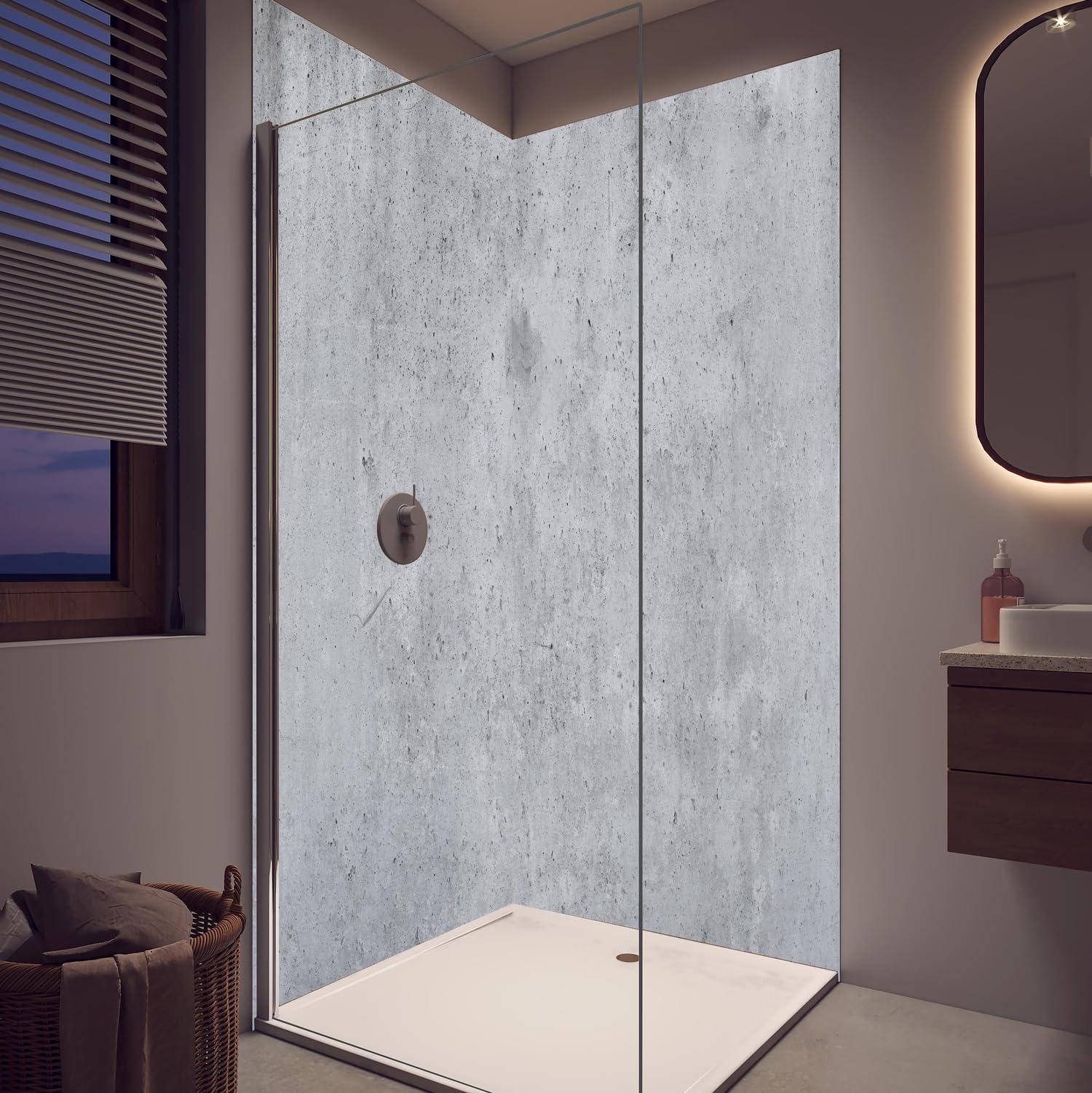 Duschrückwand - Wandverkleidung für Dusche aus Acryl 0,3 cm - 120 x 210 cm - Hochauflösende Beton