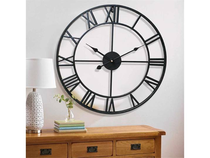 Horloge murale 3D de 60 cm, chiffres romains, style rétro, ronde, en métal, fer, précise, silencieuse, ornement nordique, décoration de salon
