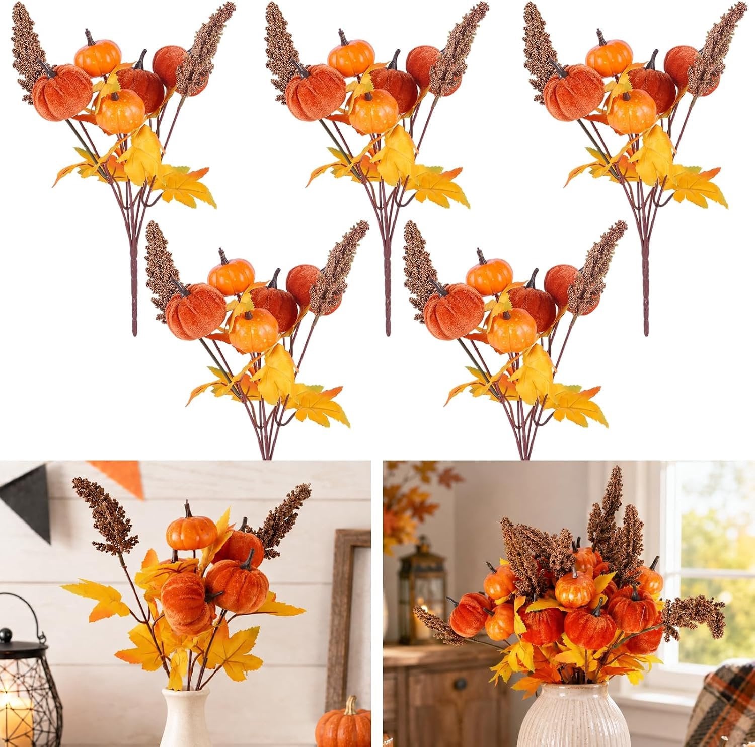 Set van 5 kunstmatige pompoenen voor herfstdecoratie van ShopVlot