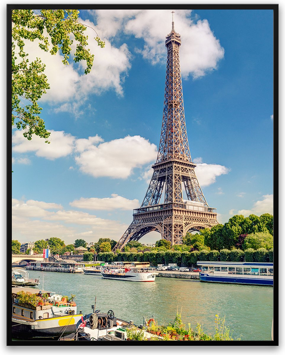 Eiffeltoren fotolijst met glazen plaat en ophangsysteem, Parijs Frankrijk poster, 50 x 70 cm