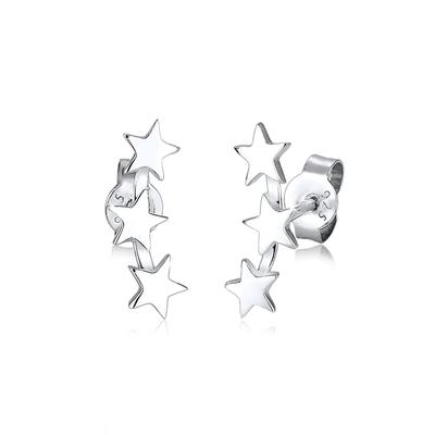 Paar Ohrstecker ELLI "Ohrringe Ohrstecker Stern 925 Sterling Silber" Gr. 14, silber, Ohrringe, Damen, 14, Silber 925 (Sterlingsilber)