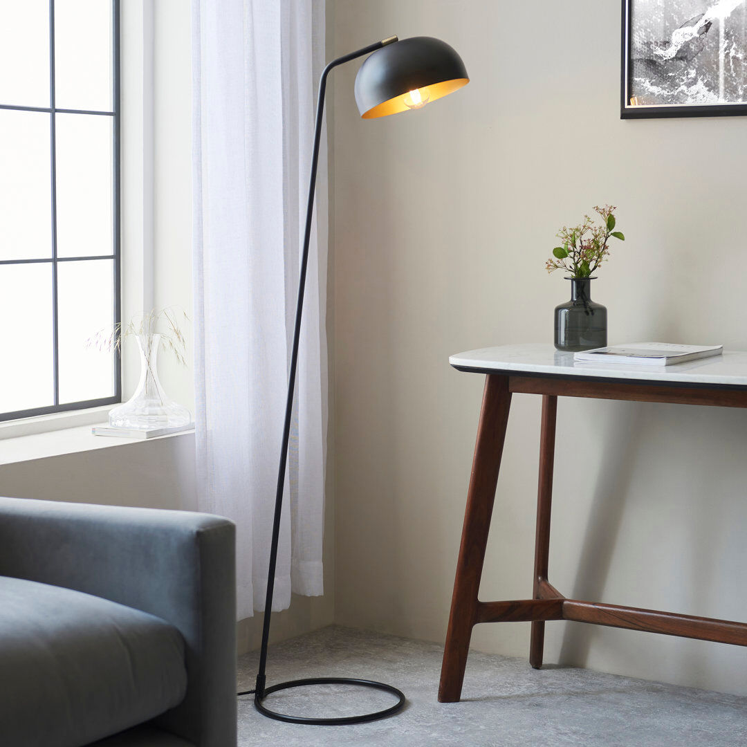 Latitude Run Malik 145.8 H cm Task Floor Lamp Matt Black;Antique Brass Paint 145.8cm H X 39.5cm D