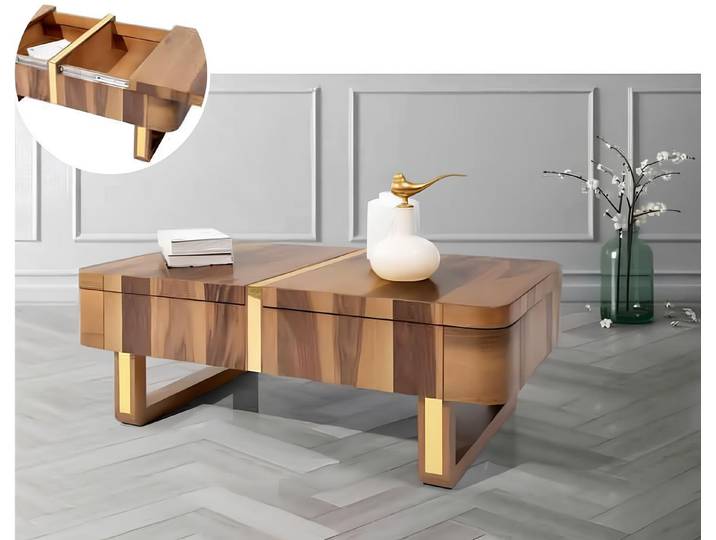 JVmoebel Couchtisch Brauner Beistelltisch aus Holz mit modernem Design und stabilen Füßen (Packung), Made in Europa