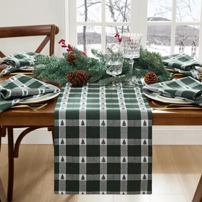 Threadmade Sherwood Tree Dobby Holiday Table Runner