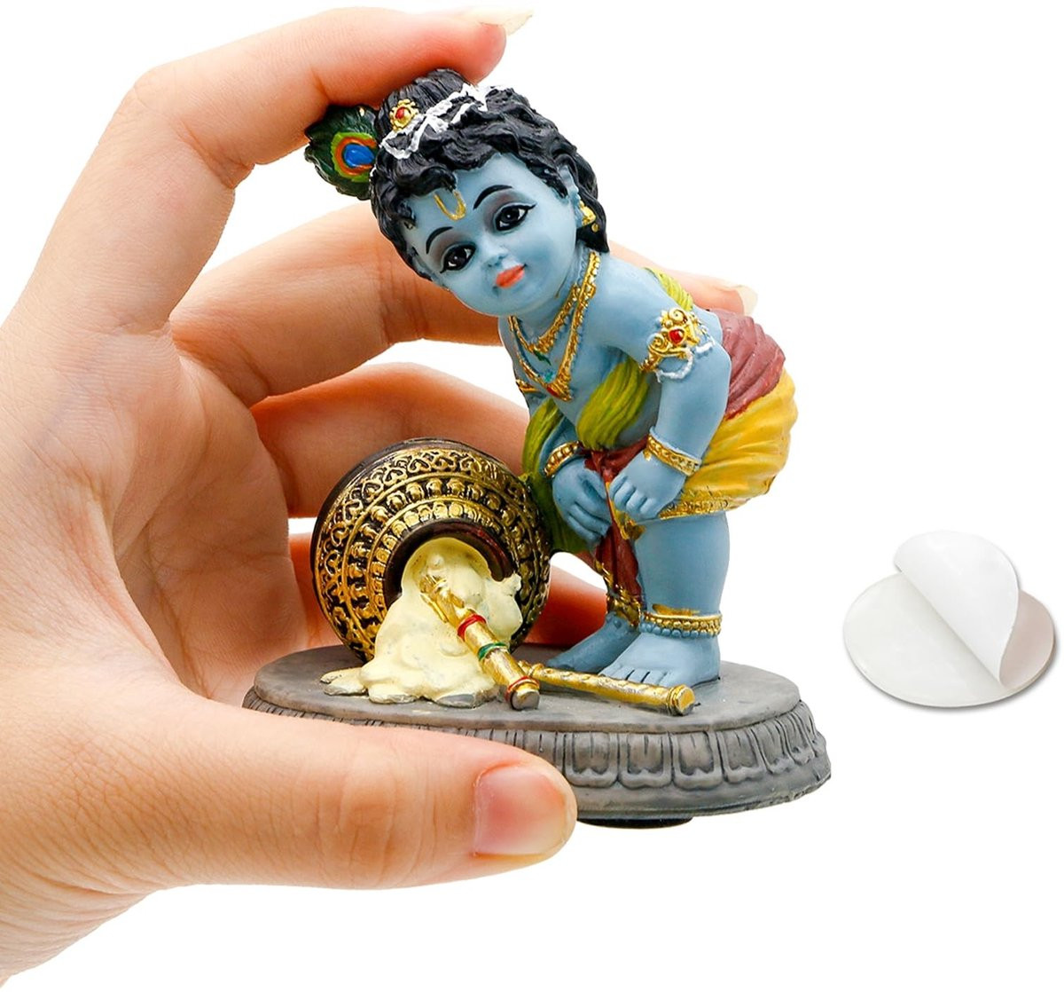 Dailygoods Handgeschilderd Krishna Standbeeld van Polystone voor Decoratie op Dashboard of Tafel