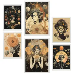 POSTER Set Mit 6 Femininen & Mystischen Esoterischen A3 & A4 Weißer Rahmen