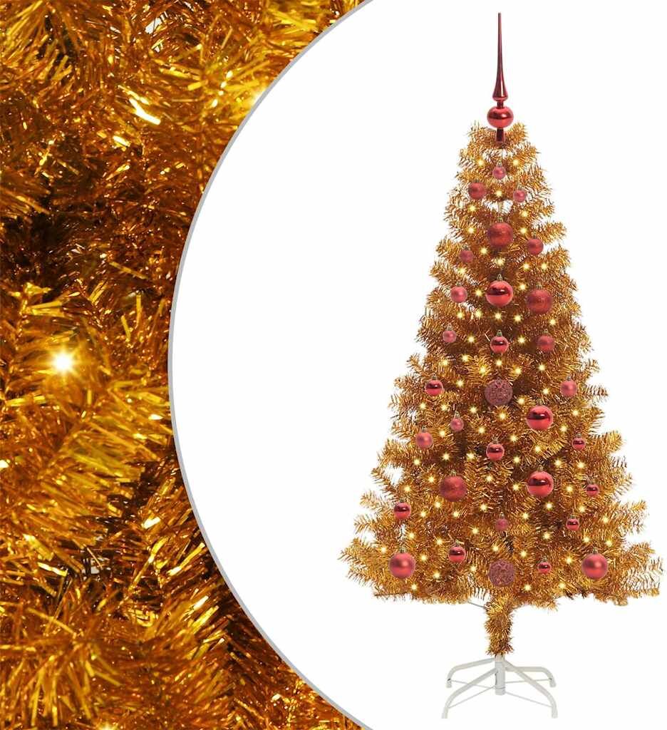 vidaXL Sapin de Noël Doré 120 cm PET
