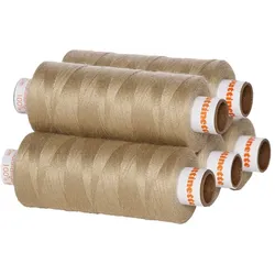 buttinette Universal-Nähgarn, Stärke: 100, 5er-Pack, beige
