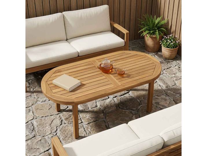 vidaXL Tischplatte Oval Massives Teakholz Natur