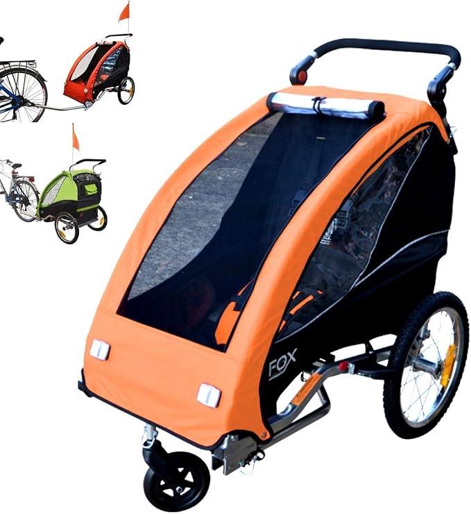 Fox - Klappbarer Kinderwagen und Fahrradanhänger, 2-in-1 Jogger für 1 Kind, Leicht und Stabil, Ideal als Kinderanhänger