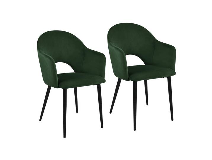 Svita Esszimmerstühle Hailey (2er Set), Dunkelgrün, Metall, 54x83x53 cm, Esszimmer, Stühle, Armlehnstühle