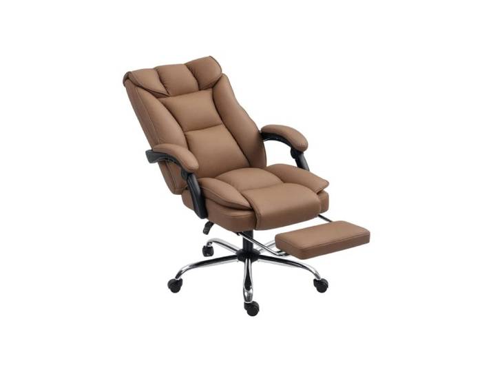 155° Reclining Faux Leather Swivel Office Chair - Brown