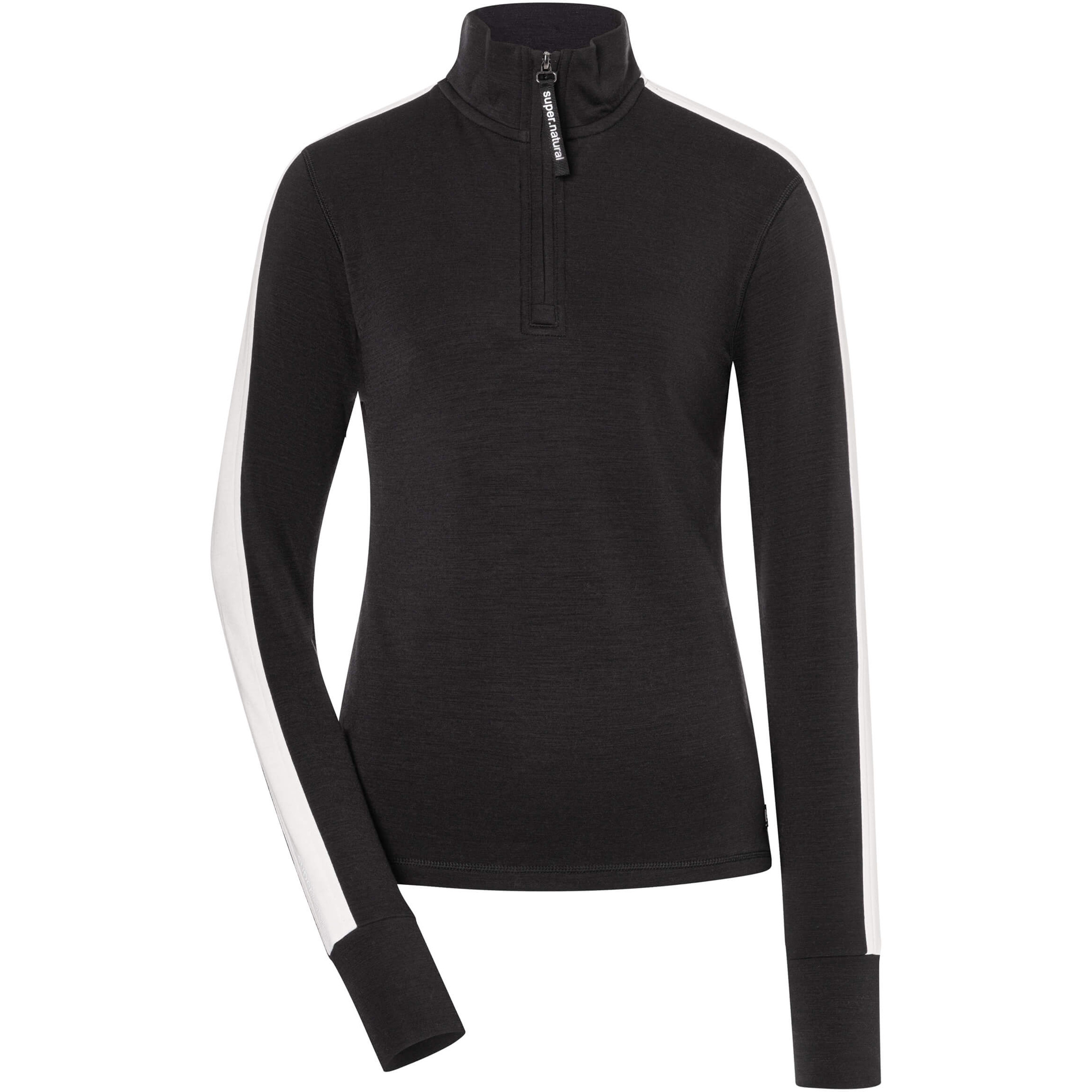 Super.Natural Colorado Zip Turtleneck Damen Pullover schwarz Größe M Lifestyle Elastisch Merinowolle