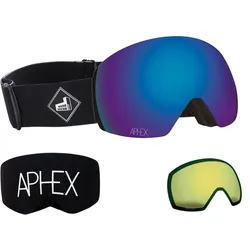 APHEX STYX THE ONE EDITION Magnet Schneebrille 2027 black strap/revo blue + Zusatzglas yellow