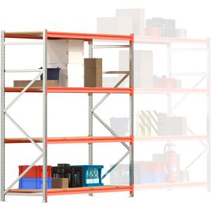 Regalwerk Weitspannregal EMMA, 4 Holzböden, 660kg Fachlast, silber, (B/H/T) 225 x 250 x 80cm