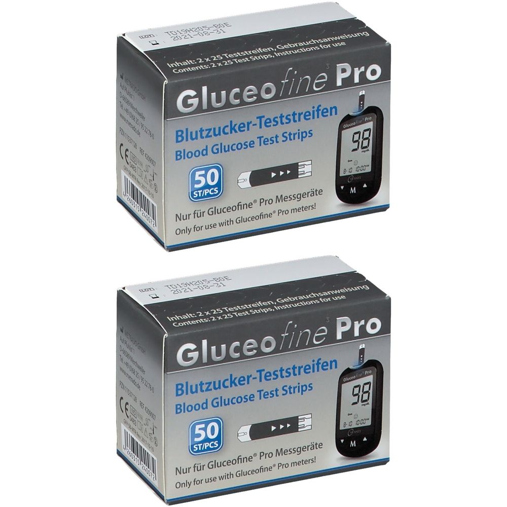 Gluceofine Pro Blutzucker-Teststreifen 2x 2x50 St Teststreifen