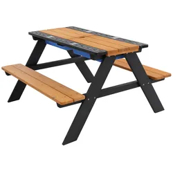 ML-Design 2in1 Kindersitzgruppe mit Sand- & Wasserspieltisch, Naturbraun, Massivholz, inkl. 2 Wannen, Outdoor Sitzgarnitur, Garten Picknicktisch &