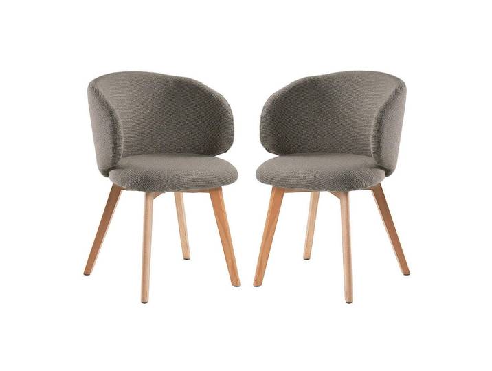 Calicosy Stühle 2er?Set aus stoff und massive Holzfüße 60/55/79 cm, Braun, Textil, 55x79x60 cm, Esszimmer, Stuhl