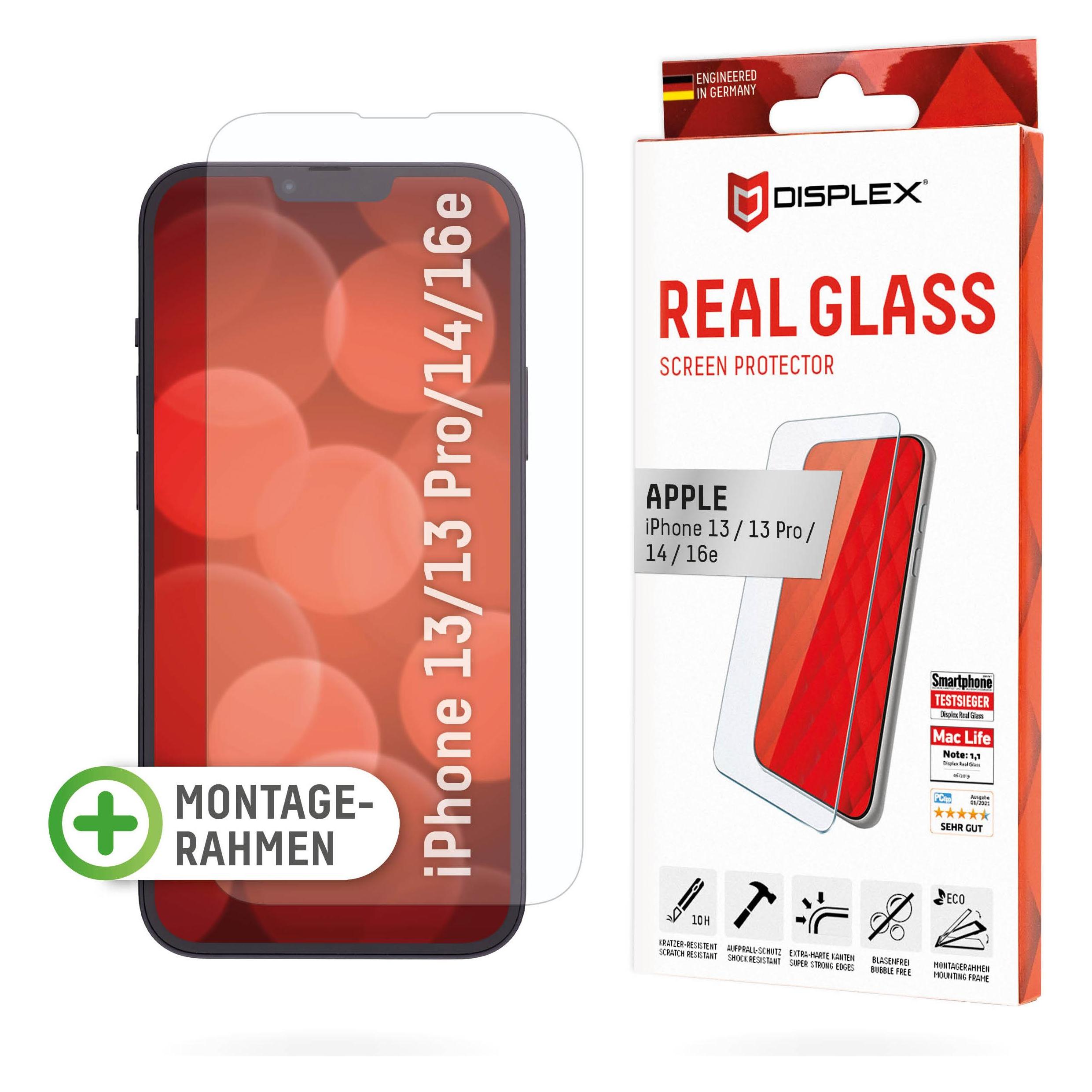 Displex Real Glass, 2D Panzerglas (1 Stk., Apple iPhone 13, Apple iPhone 13 Pro, Apple iPhone 14) (01698)