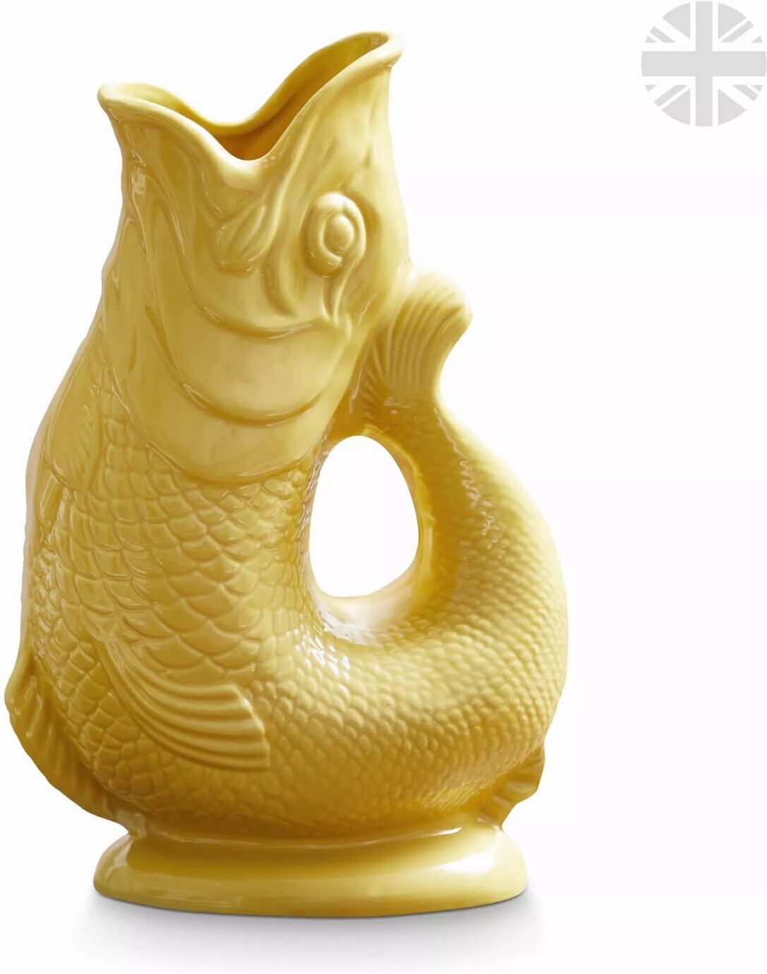 Wade Fish Earthenware 1.2 Litre Gluggle Jug - Yellow