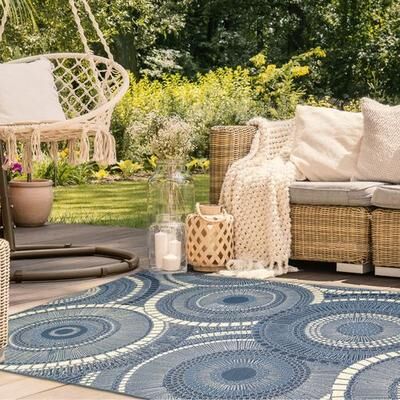 Trans Ocean Import Co Inc "Marina Circles Rectangle Rug, 7'10"" x 9'10"", Blue"