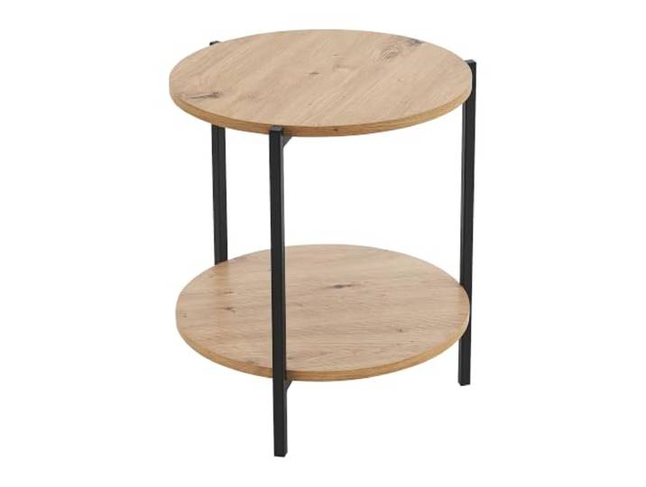 Helloshop26 Beistelltisch, rund, 50 x 40 cm, Schwarz und Holzoptik, 03_0008616