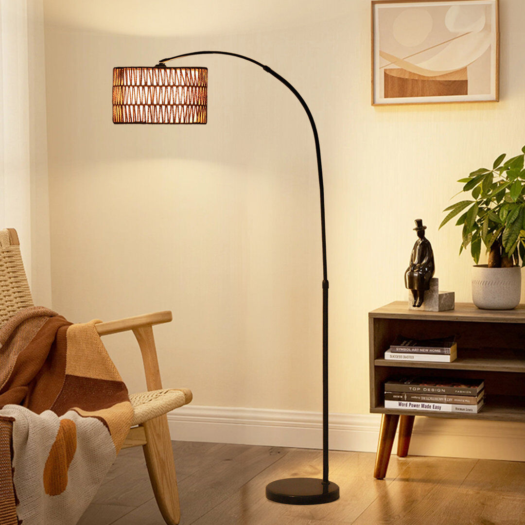 Bay Isle Home HOMCOM Standing Lamp for Living Room, Floor Lamp with Foot Switch, Black Painted 175cm H X 93cm W X 34cm D