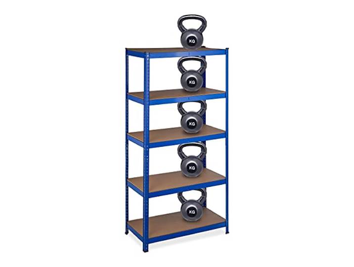 Relaxdays Schwerlastregal, HBT: 180x90x45 cm, bis 1325kg, 5 Ebenen, blau Lagerregal Speisekammer, Keller, Garage, Stahl