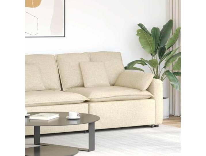 KFPOERTFGD Modulares Sofa Endmodul mit Armlehne, Polster Creme 100 cm Stoffbezug, Metallrahmen, Flexibles Design, Vielseitig kombinierbar