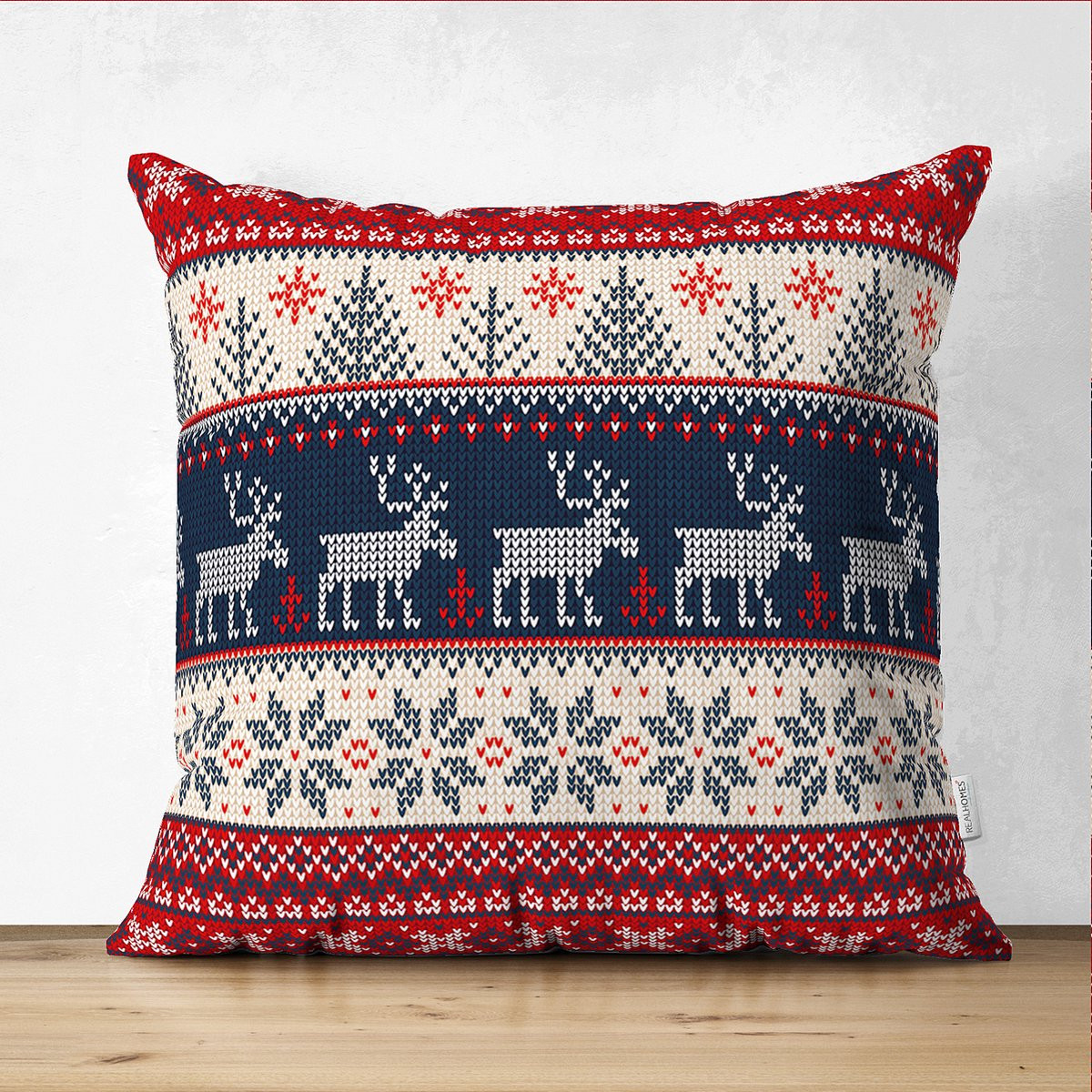 Velvet Kussenhoes Kerst Rendieren De Groen Home - 50 x 50 cm