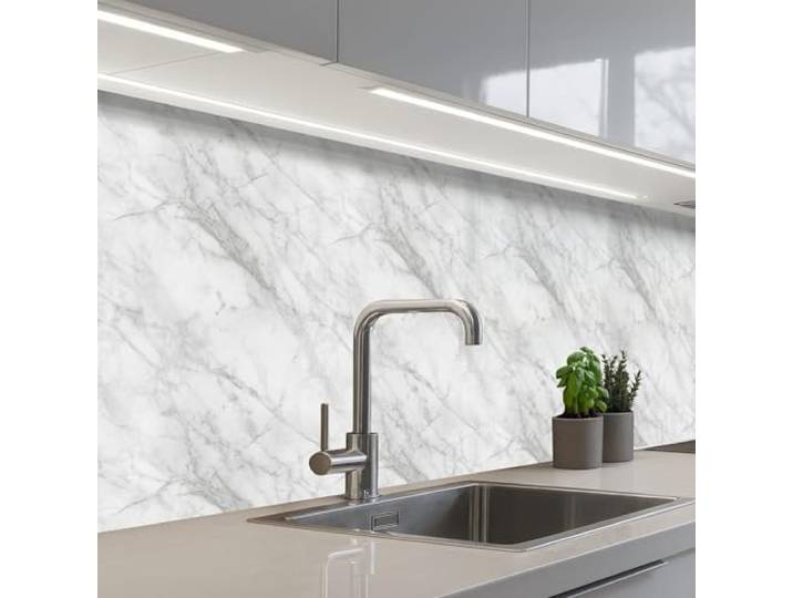 KitchenYeah© Spritzschutz Küchenrückwand Selbstklebend Küche Rückwand 60x250 cm - Küchenwand Wand Küchenfront Verkleidung Küchenspritzschutz Klassisch - Marmor - Grau